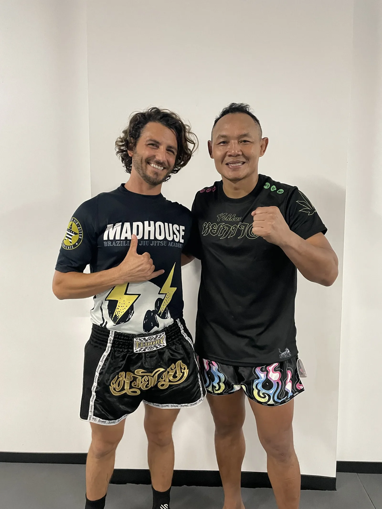 Mike Forgie with Muay Thai legend Saenchai at Madhouse gym