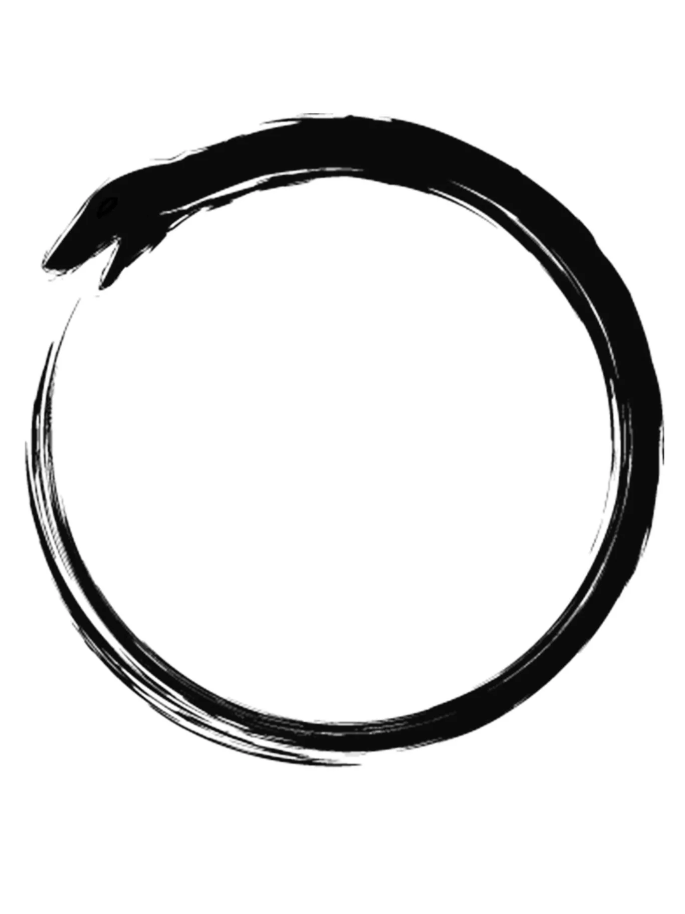Ouroboros drawn as a single brush-stroke circle